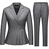 Women's 2 Piece Sets Pants Suits Dressy Business Casual Outfits Professional Irregular Blazer Set Work Office for Women