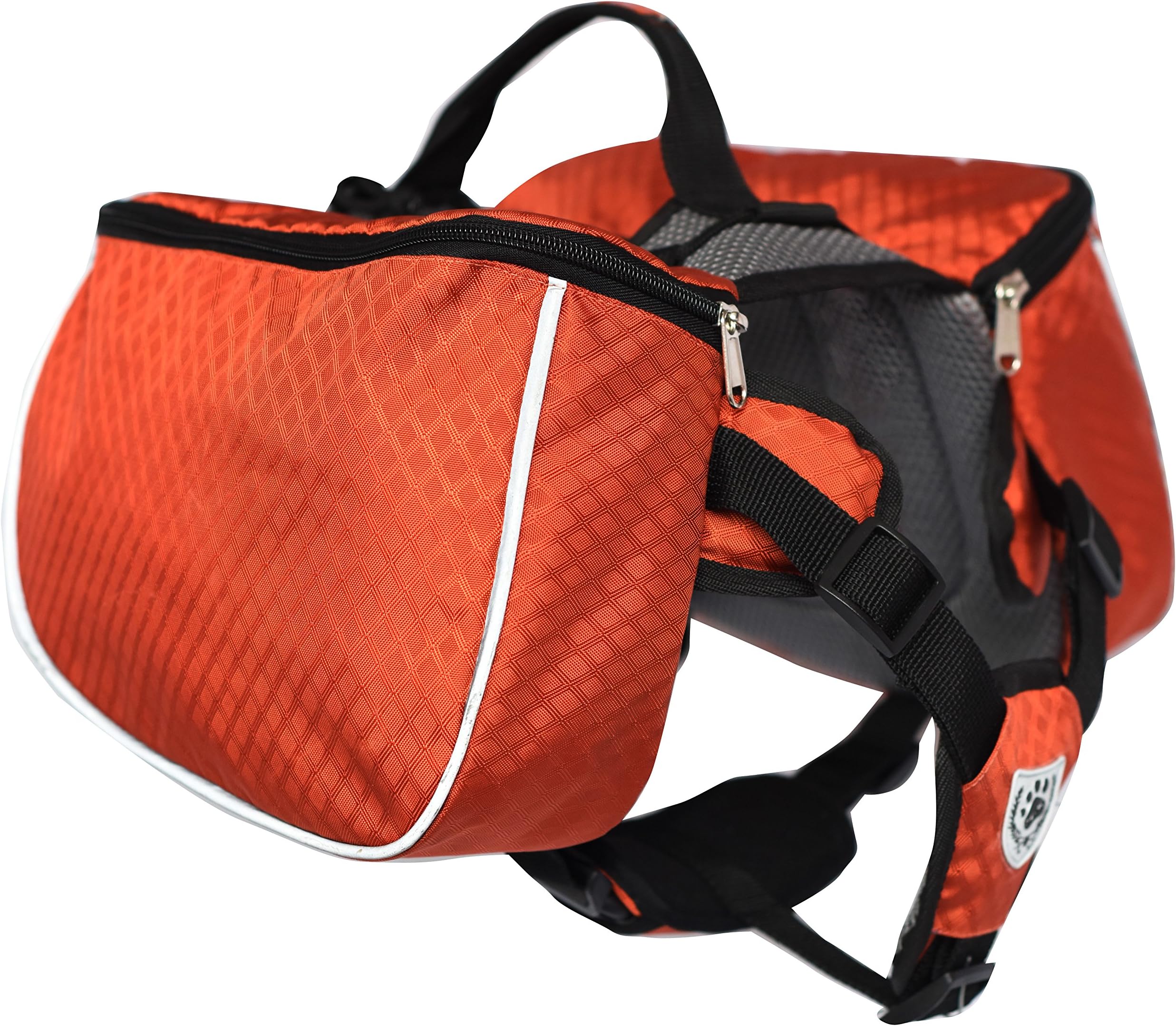 BLACKDOGGY para el perro Mochila Estilo Saddlebag ajustable con reflectante Franja de accesorios de Orange (L)