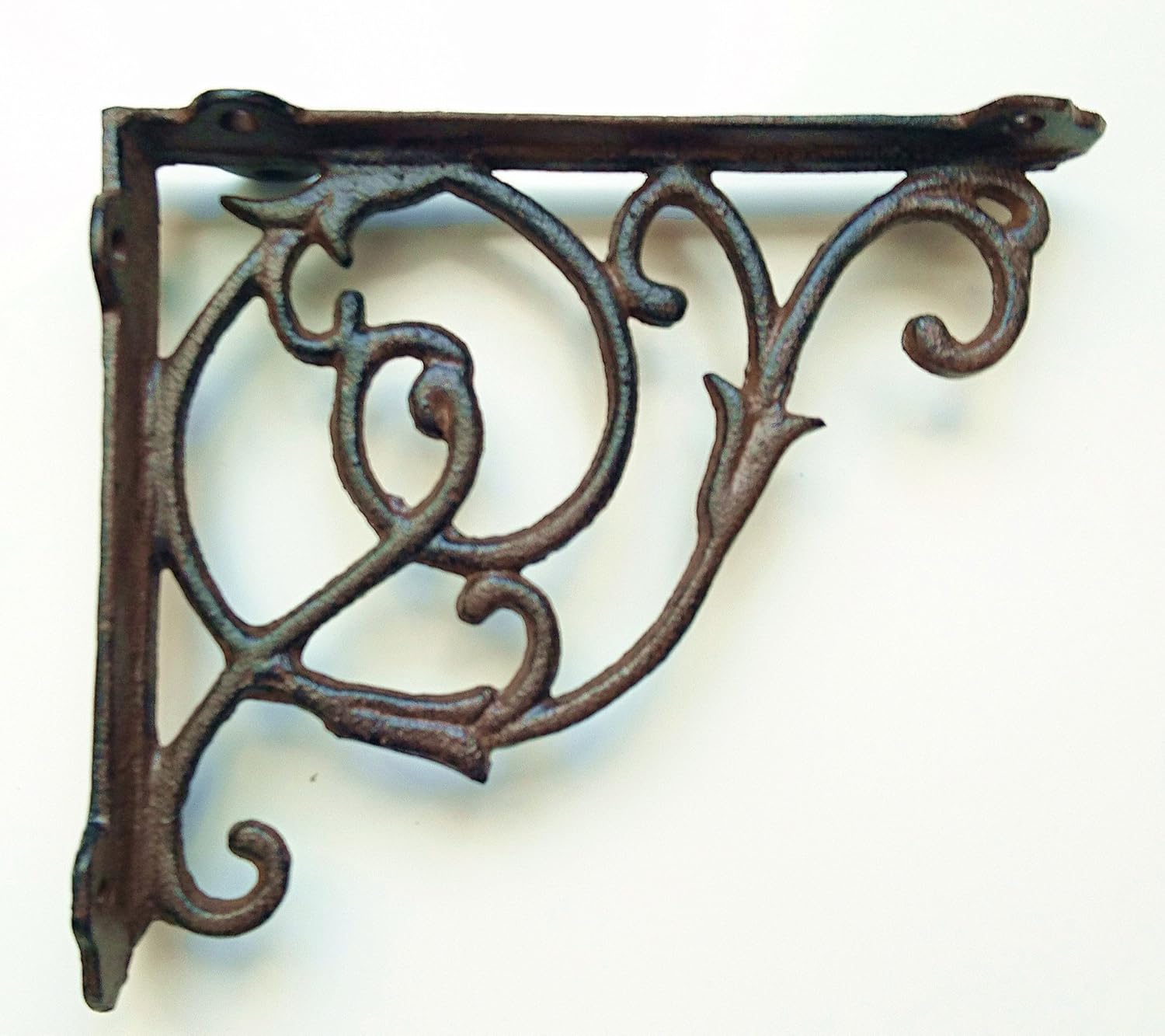 SPRING LIFE Victorian style Cast Iron Ornate Shelf Bracket in 2 sizes and 3 colours (20X17, Brown)