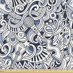 Ambesonne Popstar Party Fabric by The Yard, Cartoon