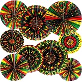 Outus 9 Pcs Juneteenth Kente Paper Fans Black History Month Decor,Design | Black History Month Juneteenth Celebrations, African American Events, Classroom Bulletin Board Wall Ceiling Kente Decor