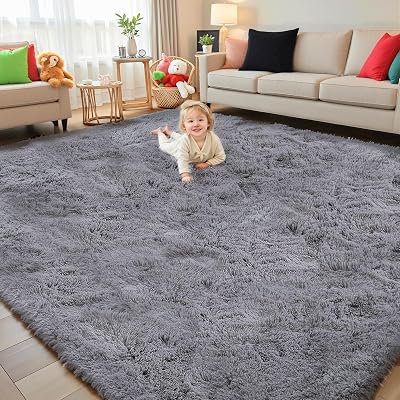 MOONLIGHT20015 120x170 Plush Grey Rug Non Slip Shaggy Bedroom Living Room