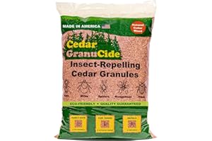 HIRAM'S GranuCide Cedar Granules | Cedar Chips for Home & Garden | Repels Fleas, Ticks, Ants, Aphids, Spiders, Mosquitos | Smells Great & Easy to Use | 1 Bag (8 lbs)