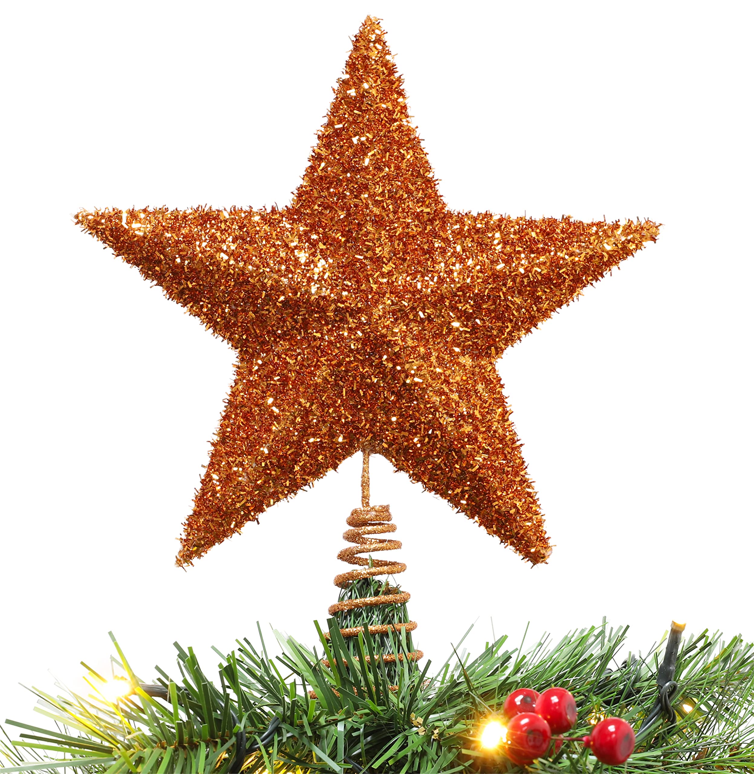 Christmas Concepts® 28cm Sparkly Tree Top Star - Luxury Christmas Decorations (Copper)