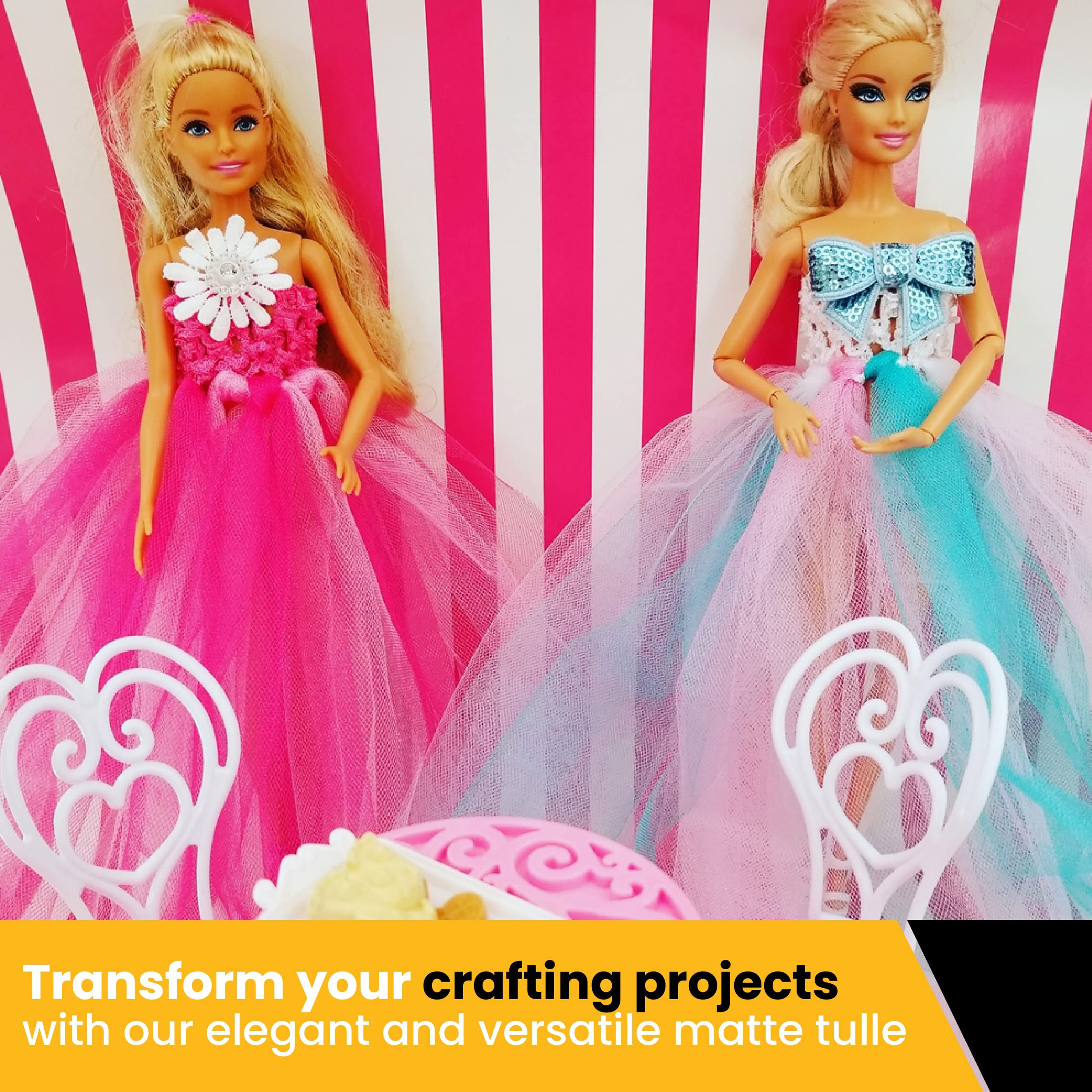 Expo International Decorative Matte Tulle, Roll/Spool of 6” X 100 Yards, Lightweight Polyester Tulle Fabric for Tutus, Costumes, and Party Decorations, Washable, Easy-to-Use, Red