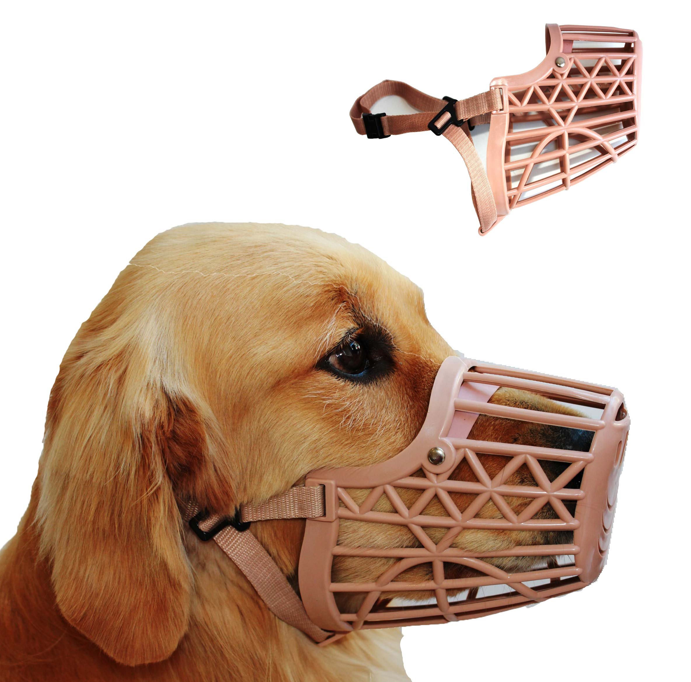 Downtown Pet Supply Basket Cage Dog Muzzle Size 7 - XX LARGE - Adjustable Straps - BEIGE