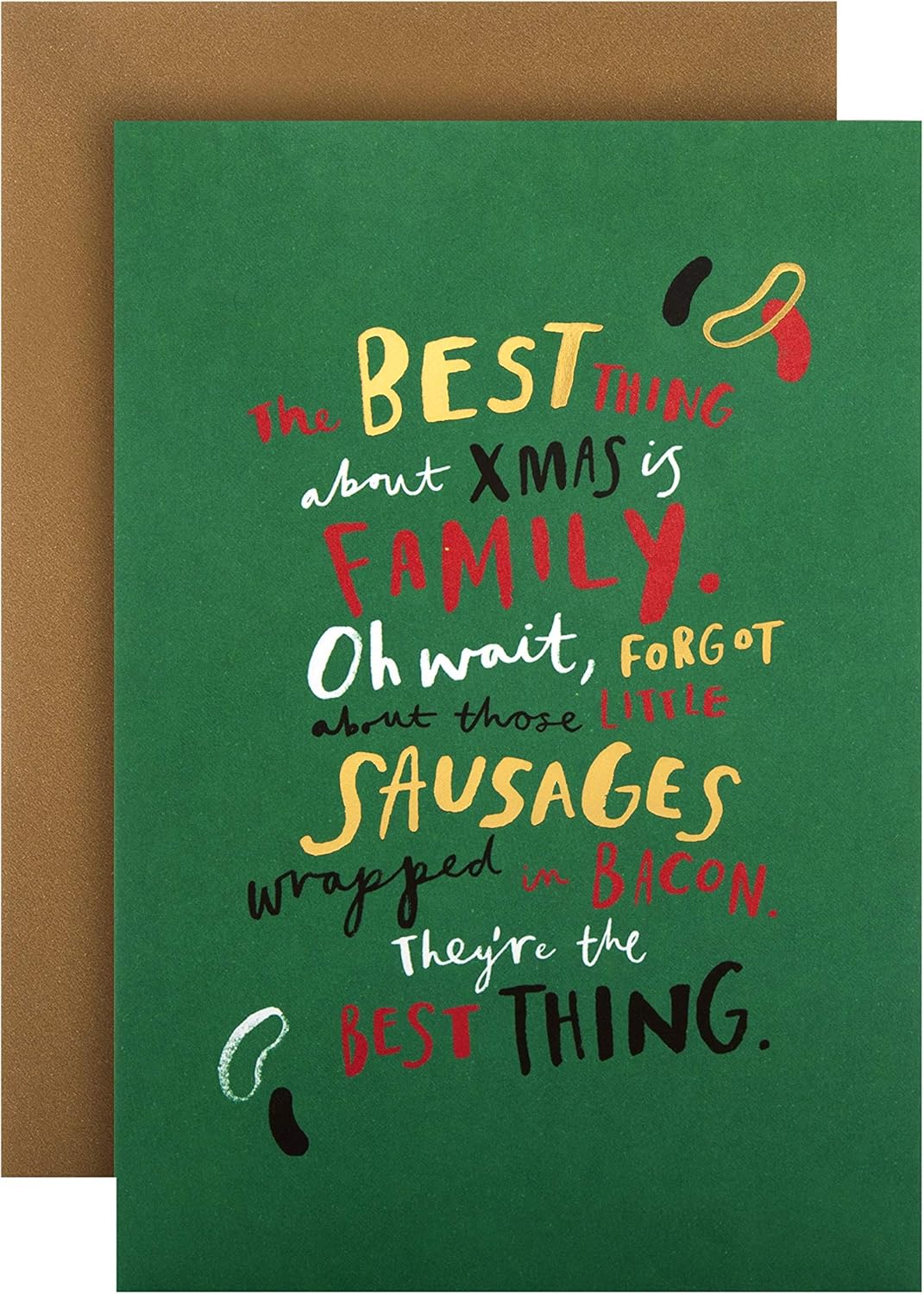 Hallmark Christmas Card - Funny Pigs in Blankets, Multicoloured, 17.3 cm by 11.9 cm