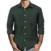AOTIK Mens Gingham Button Down Shirt Long Sleeve Dress Shirts Business Casual Shirts with Pockets