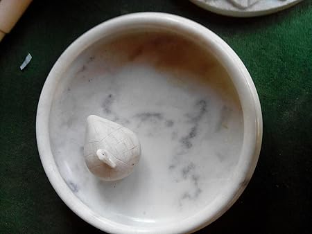 RM Marble 15 inch Polished Bowl with Floating Duck for Home Indoor Outdoor Decor