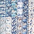 RAORAOYUE 24 Sheets Winter Snowman Scrapbook Paper, 6" x 6" Cardstock Paper Pads, Single-Sided Christmas Cardstock for DIY Ca
