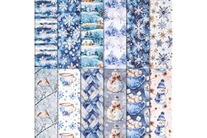 RAORAOYUE 24 Sheets Winter Snowman Scrapbook Paper, 6" x 6" Cardstock Paper Pads, Single-Sided Christmas Cardstock for DIY Ca