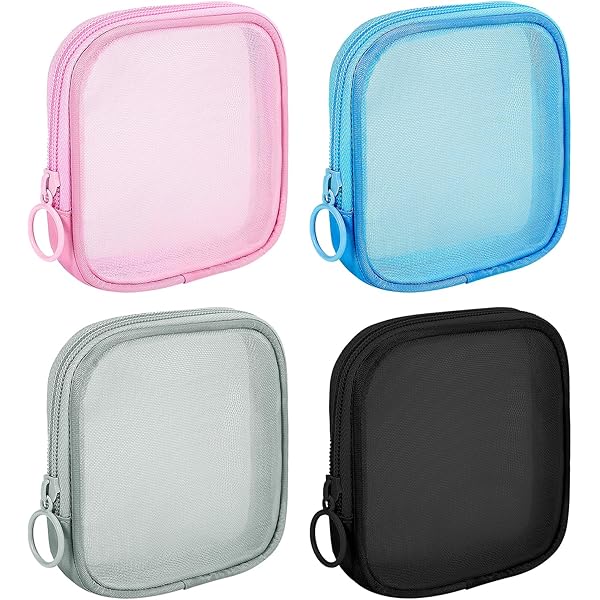 Kleine Netz-Kosmetiktasche Mit Reißverschluss – 11 X 11 X 2 Cm, Nylon, Für Reise & Alltag