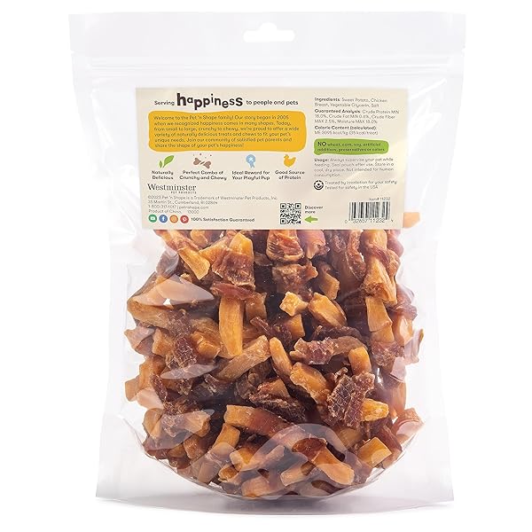 PET ‘N SHAPE SWEET POTATO CHEWS – NATURAL CHICKEN WRAPPED SWEET POTATO DOG TREATS – 42 OUNCE