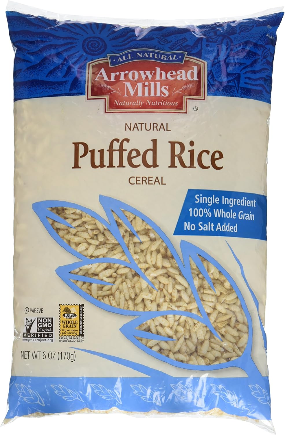 Arrowhead Mills Natural Puffed Rice Cereal, 6 Oz Bag (Pack of 12