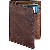 NKPT Premium Leather Credit Card Holder Wallet for Men | Slim RFID Blocking Wallet, Brown and Tan