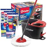 O-Cedar System Easy Wring Spin Mop &amp; Bucket with 3 Extra Refills with Citrus and Lavender Pacs (Variety Pack)