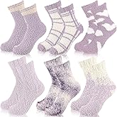 Ramede 6 Pairs Valentine's Day Socks for Women Galentines Fuzzy Socks Soft Fluffy Slipper Gifts for Her Women Valentine