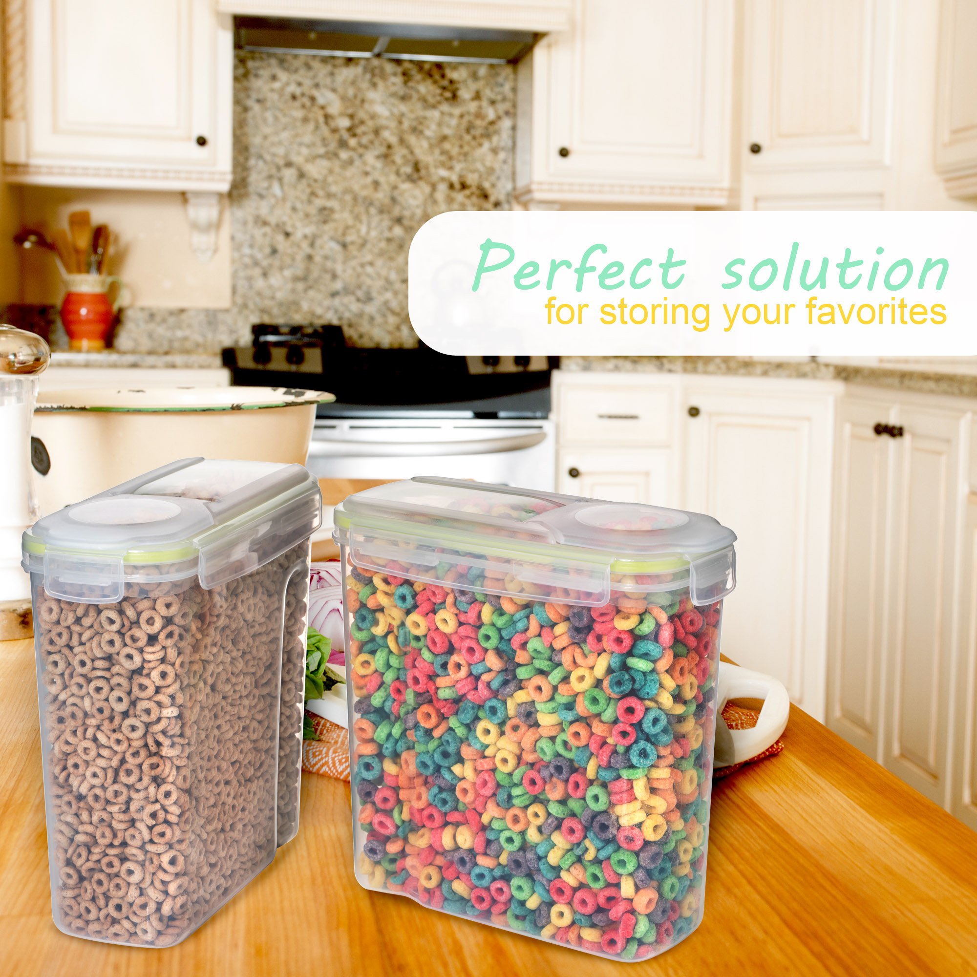 Seal Stow Cereal Container Set Large Plastic Food and Snack Kitchen
