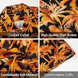 HISDERN Men's Hawaiian Shirt Short Sleeve Floral