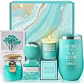 Gifts for Mom, Women, Wife, Girlfriend, Sister, Best Friend, Her - Unique Mothers Day, Birthday, Valentines, Christmas Gifts - Gardenia Inspirational Self Care Spa Gift Basket Set, Thank You Gifts