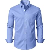 Alimens &amp; Gentle Mens Dress Shirt Long Sleeve Button Down Shirt with Pocket | Oxford Fabric,Stretchy,Breathable,Slim Fit,Suitable for Wedding,Office,Interview,Business Meeting,Formal Dinner