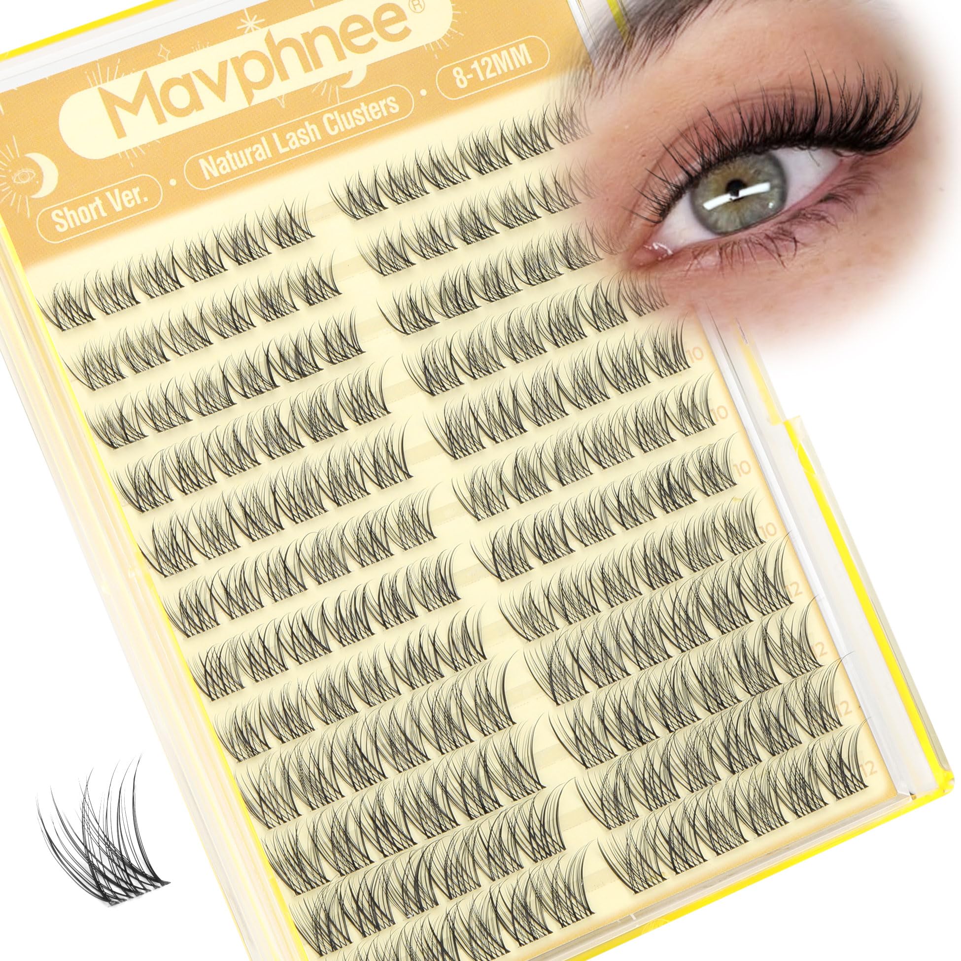 Photo 1 of ***FACTORY SEALED***Short Lash Clusters Natural Cluster Eyelash Extensions 8-10-12MM Clear Band Cluster Lashes Extensions Wispy Individual Lashes CC-Curly Eyelash Clusters Pestañas Postizas Naturales 144Pcs DIY Lashes
