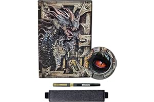 Futhark DND Notebook/Journal - 200 Pages with 3D Colored Dragon Embossed Faux Leather Cover with Pen and Pen Holder - Ideal f