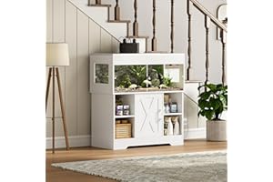 Herture 40 Gallon Reptile Terrarium Tank with Storage Cabinet, Reptile Tank with Stand, for Leopard Geckos, Corn Snakes, Juvenile Pets, Sliding Acrylic Doors, Mesh Top, Power Outlet, White PX03RTW