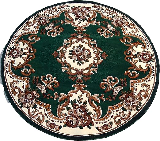 Amazon Com Persian Floral Carpet 7x7 Round Area Rug Hunter Green Actual Size 6 7 X 6 7 Kitchen Dining