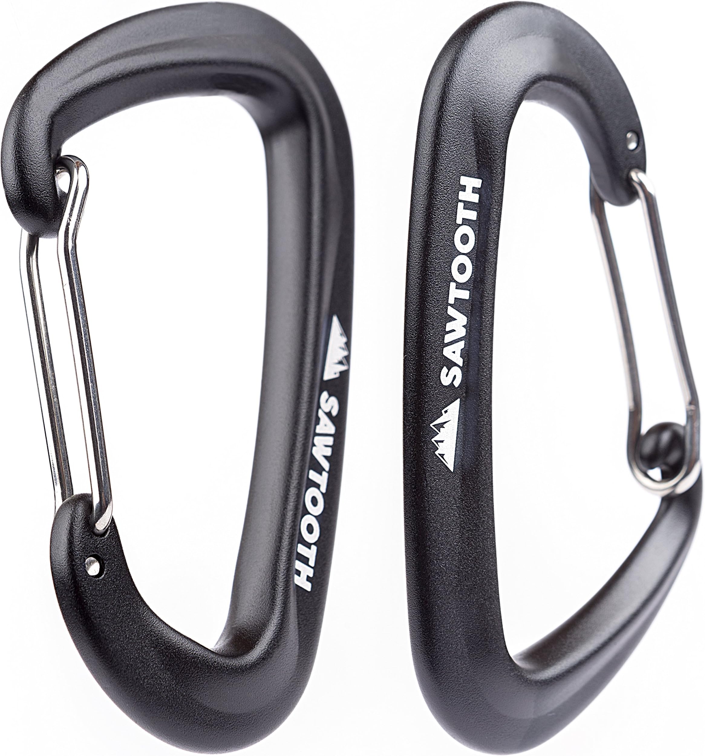 Sawtooth Premium Wiregate Aluminum Carabiners Set of Two (Black) Mini Biners. Load Bearing.