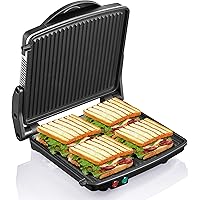 Panini Press Grill, Yabano Gourmet Sandwich Maker Non-Stick Coated Plates 11" x 9.8", Opens 180 Degrees to Fit Any Type…