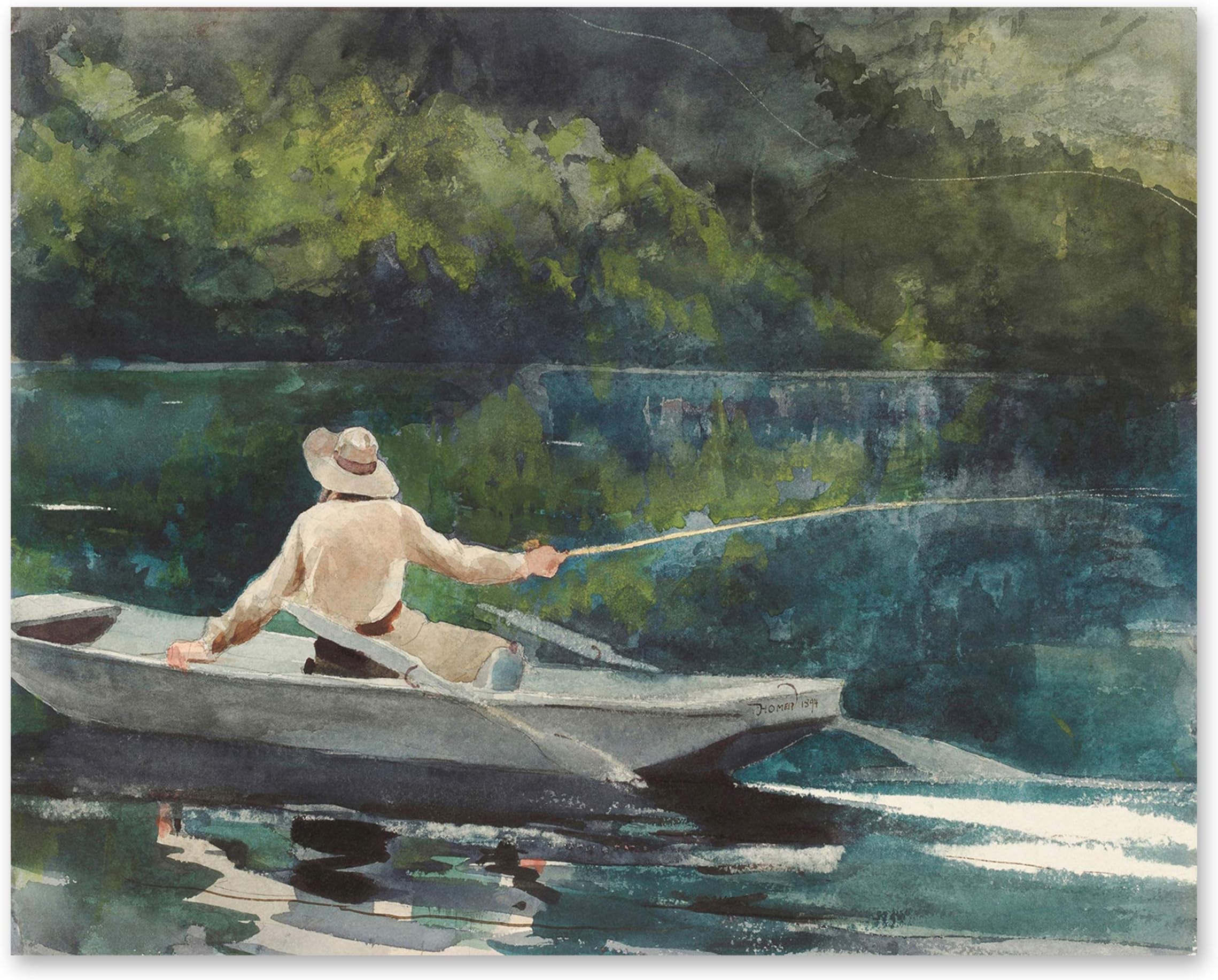 Fly Fishing Print Winslow Homer Print Vintage Fish Wall Art Fisherman Decor - Unfrarmed