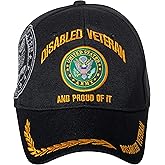 Officially Licensed United States Army Disabled Veteran and Proud of it Embroidered Black Baseball Cap