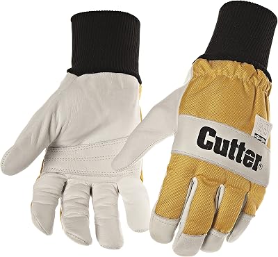 Cutter CW400 Classic Chainsaw Gloves Yellow Cow Grain Leather EN381-7 Certified