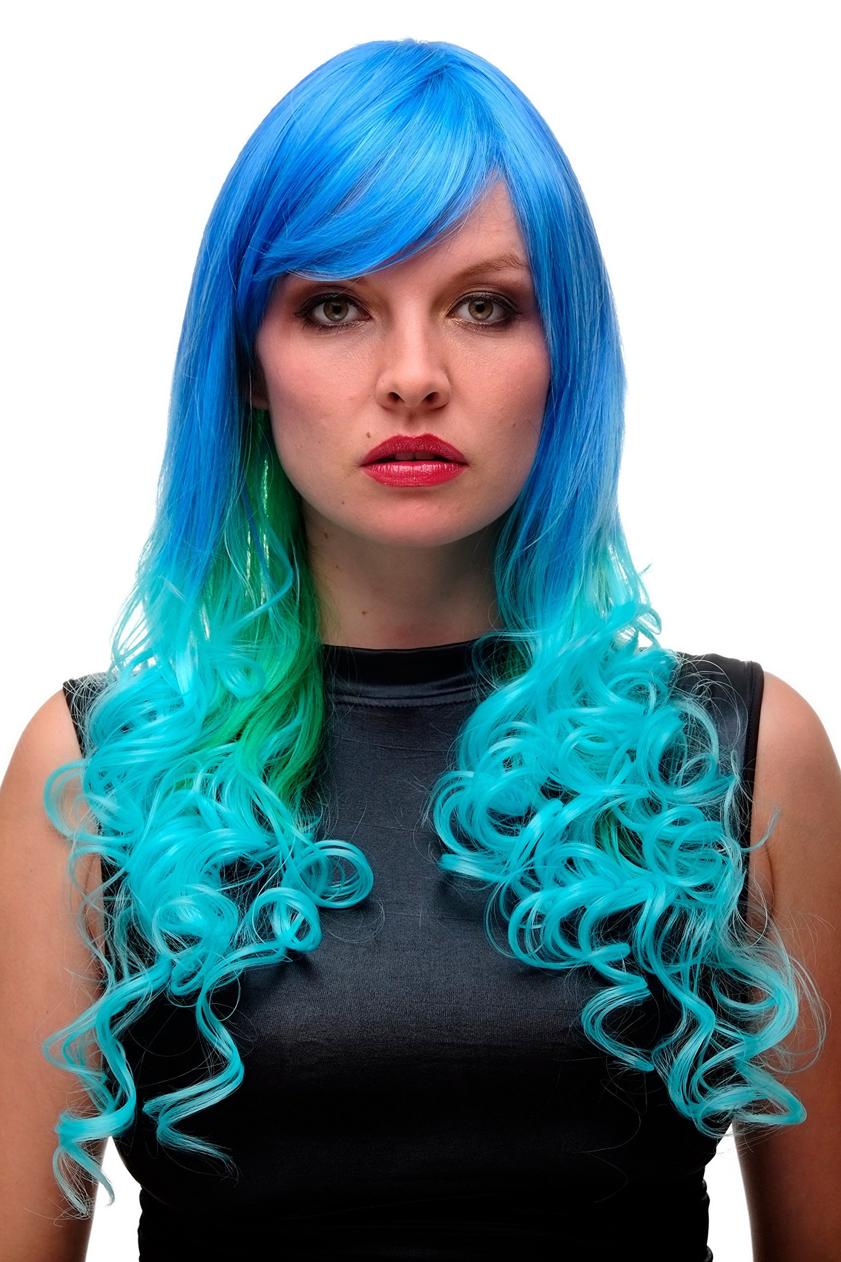 WIG ME UP - GF-W2174-G55A Extravagant Lady Quality Wig Cosplay Turqouise Blue Green very long curls
