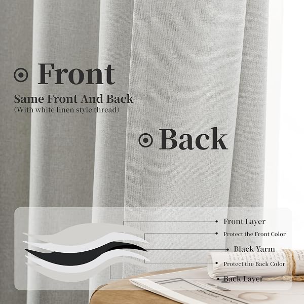 KANGBANG 90 INCH BLACKOUT CURTAINS 2 PANELS,HOOK BELT BACK TAB RUSTIC FARMHOUSE LINEN CURTAINS, HEALING COLORS PLEATED CURTAIN DRAPES FOR LIVING ROOM(52 BY 90 INCHES LONG, LIGHT GREY)
