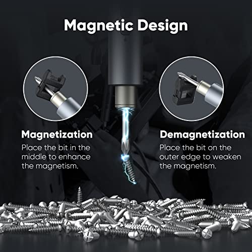 PKEY Electric Screwdriver, Cordless Screwdriver with 32 Magnetic Bits & 4 LED Lights, Torque Adjustment, Rechargeable 2000mAh Battery, Repair Tool Kit for Door Locks, Printers, Computer, Bicycle