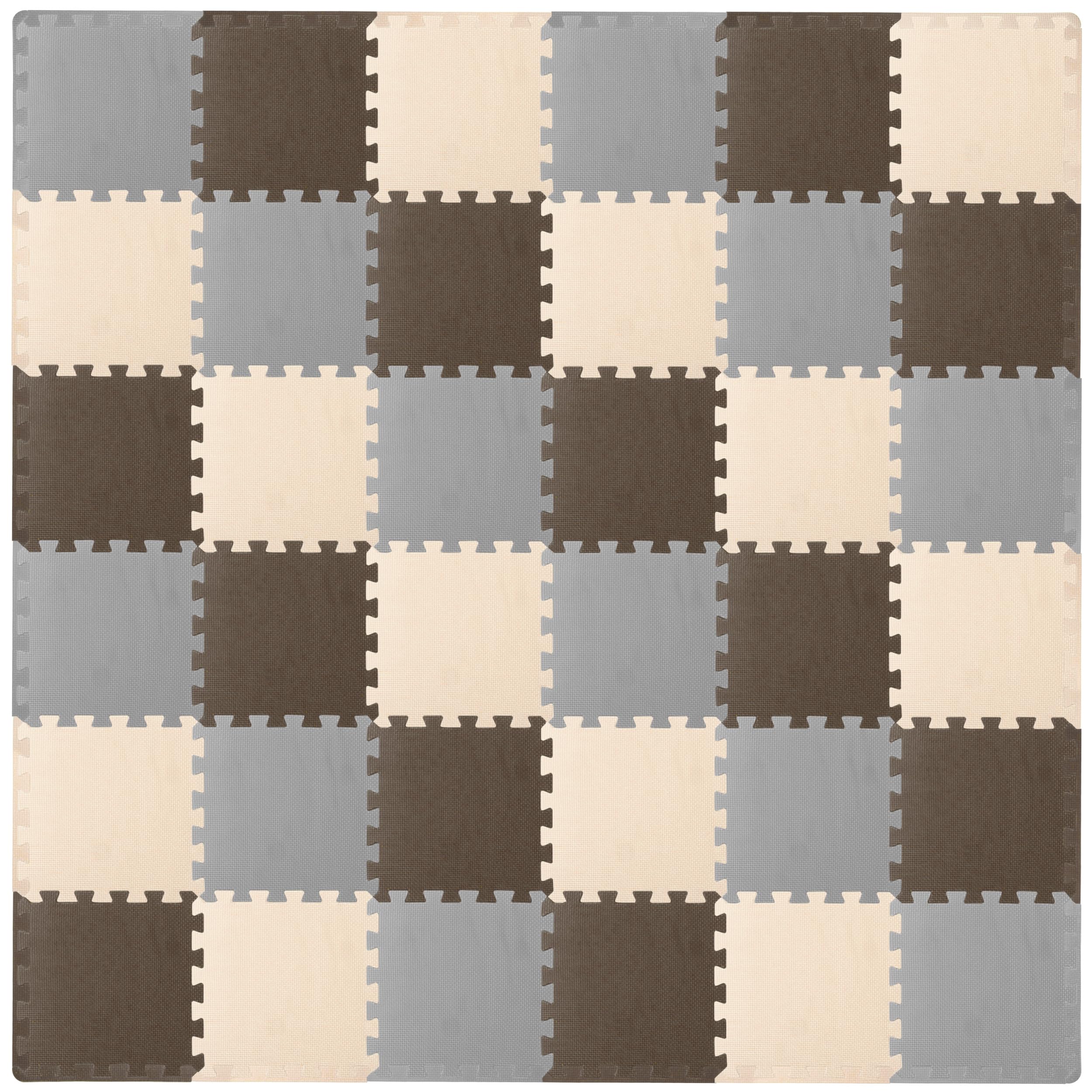 Prosource Pattern Tile Mua ProSource Foam Puzzle Floor Play Mat for Kids and Babies with Solid ...