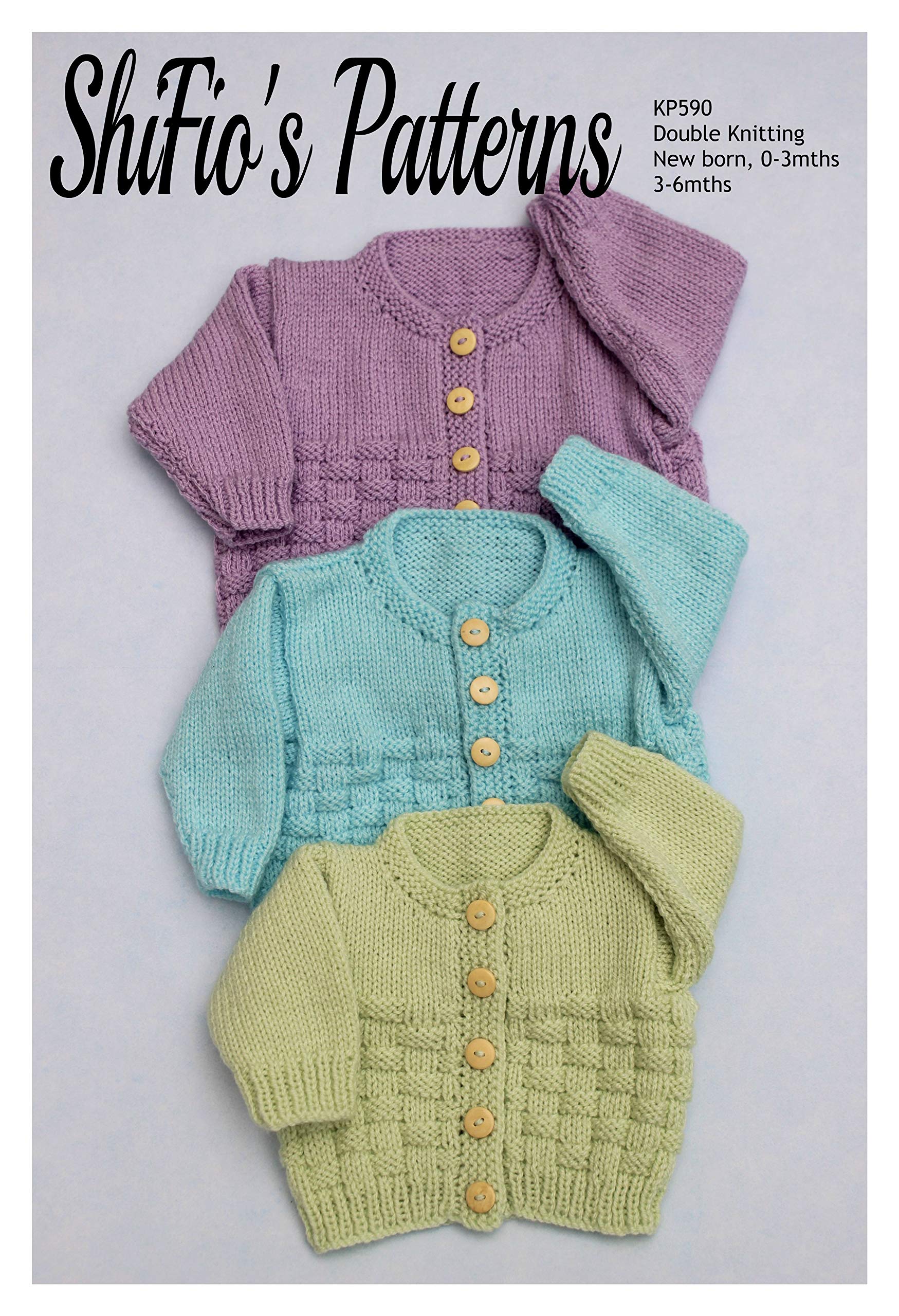 Knitting Pattern for Babies Round Neck Cardigan New-Born - (16") 41cm, 0-3mths - (18") 46cm, 3-6mths - (20") 51cm Chest, Baby Knitting Pattern, Double Knitting, KP590