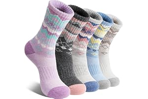 EBMORE Womens Merino Wool Hiking Socks Thermal Warm Winter Crew Cushion Work Boot Outdoor Socks 5 Pairs