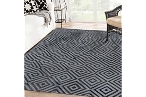 Ridota Reversible Mats, Outdoor Patio Rugs, Plastic Straw Rug, Modern Area Rug, Floor Mat for Outdoors, RV, Patio, Backyard, Deck, Picnic, Beach, Trailer, Camping (Diamond Black & Grey, 5' x 8')