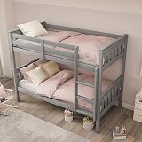 Blisswood Grey Wooden Bunk Bed, Solid Pine Frame, Twin Sleeper Kids Bed view 4