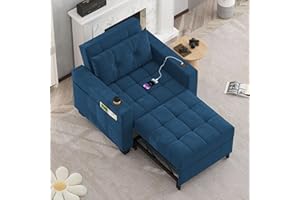 DURASPACE Pull Out Sofa Bed 3-in-1 Convertible Sofa Sleeper Chair Bed with USB, Cup Holder, Adjustable Armchair Beds for Smal