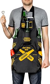 Froster Man BBQ Apron 7 Pockets Beer Holder Waterproof Funny Gift Men view 2