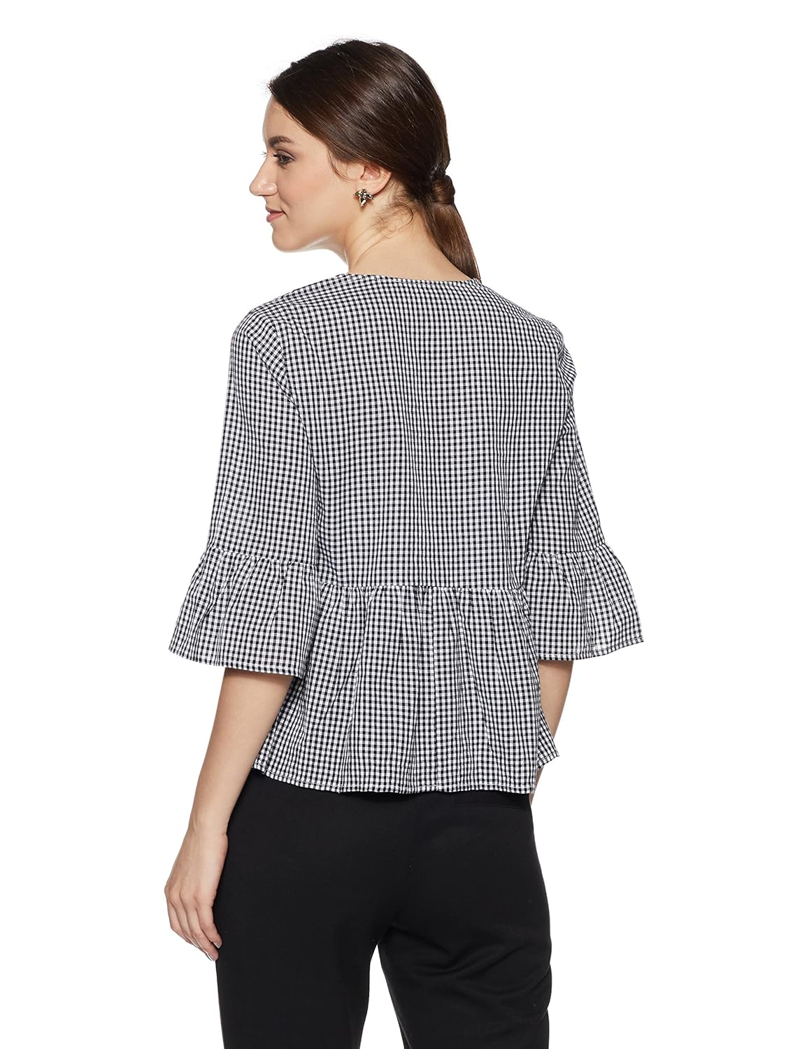symbol amazon brand women's checkered loose fit top