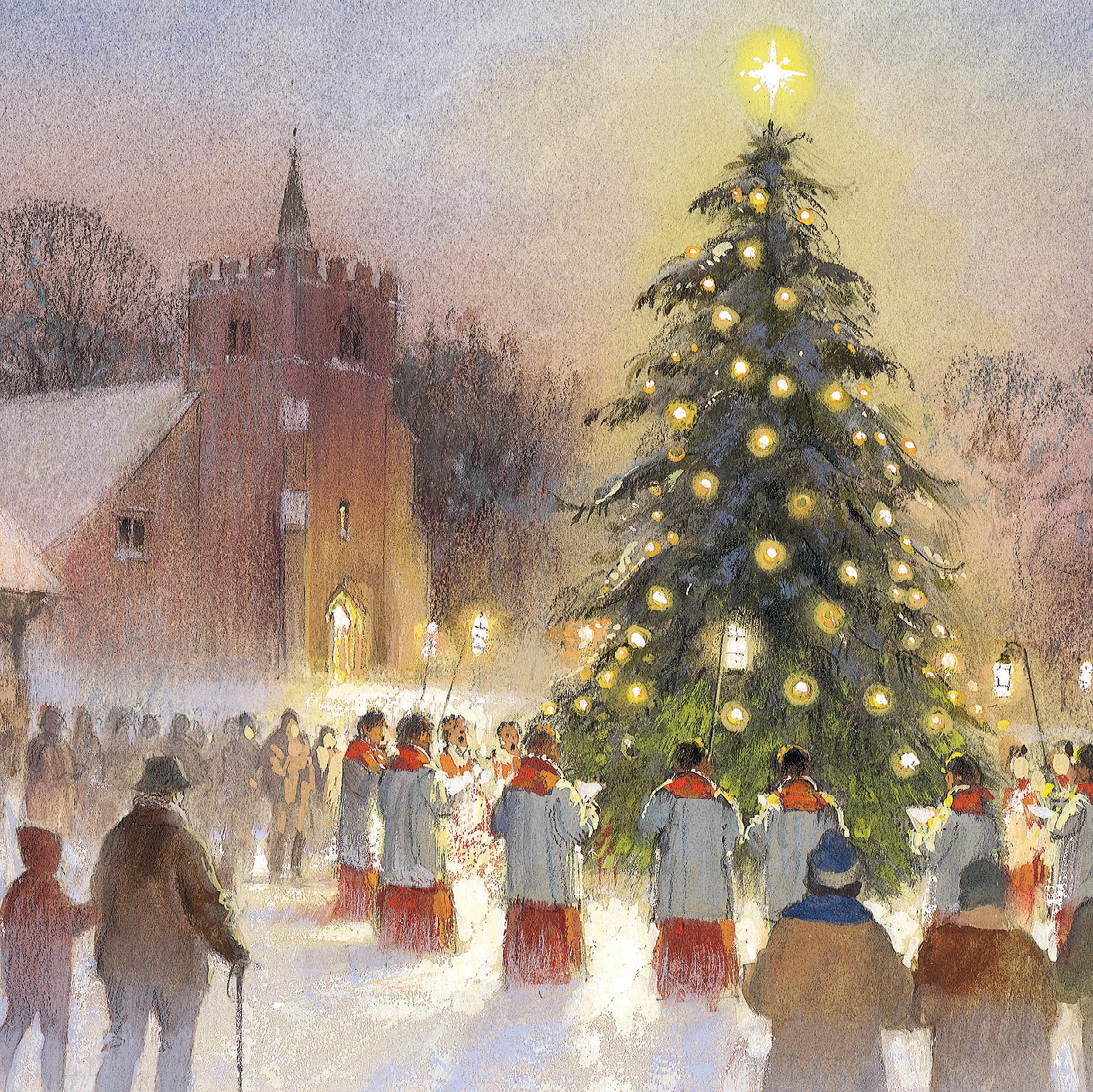Charity Christmas Cards Pack of 10 - Sold in Aid of Alzheimer's Society - Traditional Artistic Design - Festive Carols - Eco-Friendly