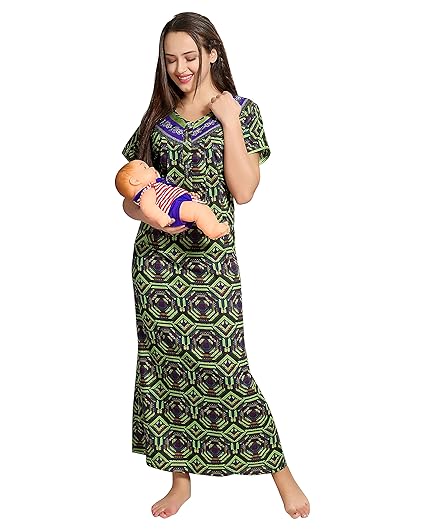 Women Printed Nursing/Feeding/Maternity Nighty 1170