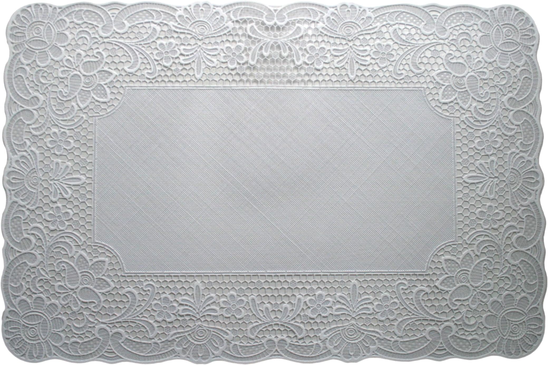 Place Mat – Set of 4 Lace/Transparent/White Wipe Clean 30 x 45 cm