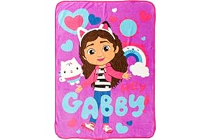 Silver Buffalo Gabby's Dollhouse 180gsm Screen Print Flannel Fleece Throw Blanket Featuring Gabby and Cakey, 45" x 60"