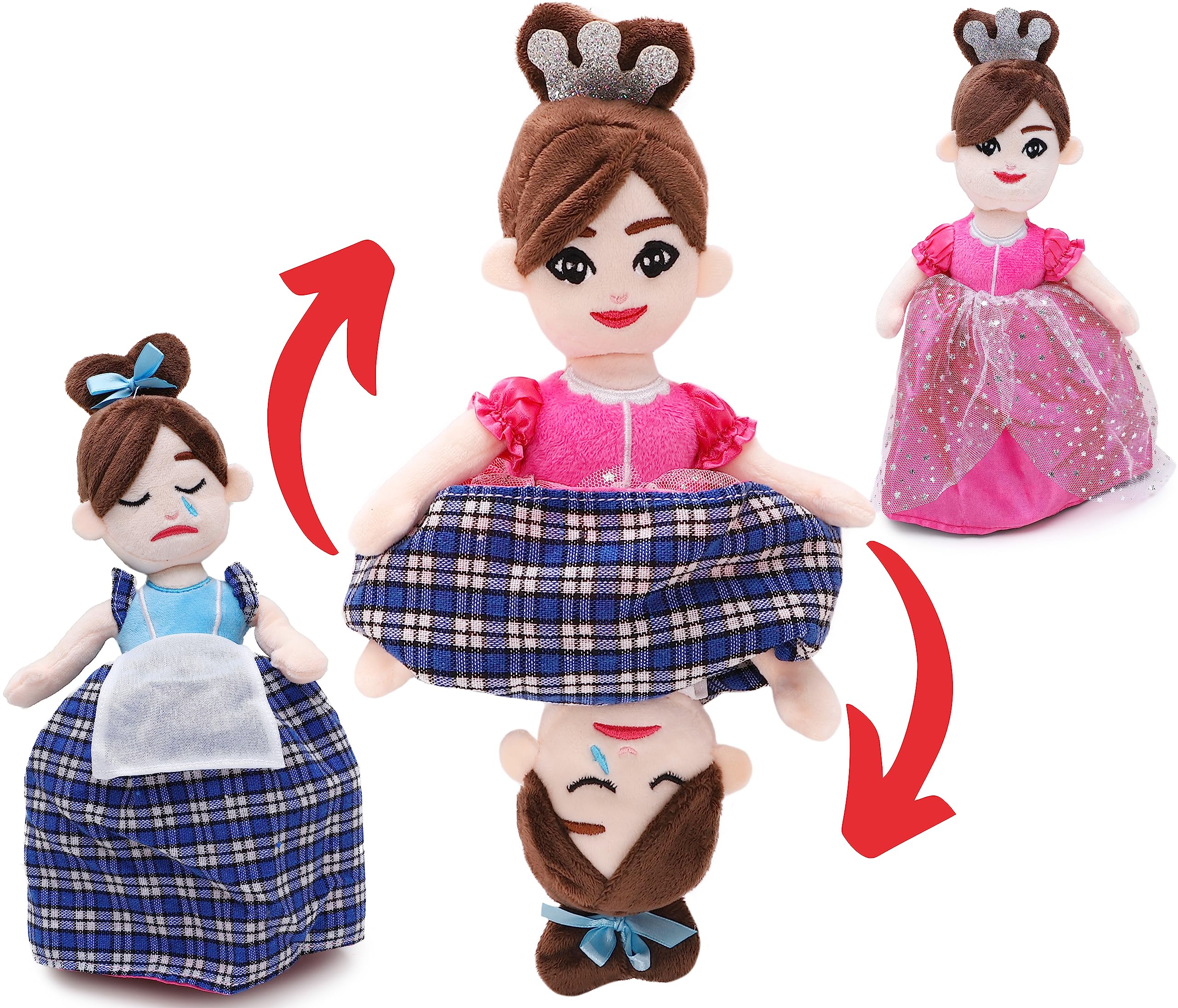 Toyland® 32cm (13") Reversible Princess Cinderella Doll - Happy/Sad Mood Plush - Soft Toys For Girls